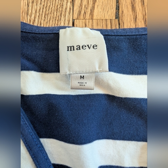 Women's Maeve By Anthropologie Peplum Navy Striped Tank Top Size Medium Nautical - Picture 3 of 3